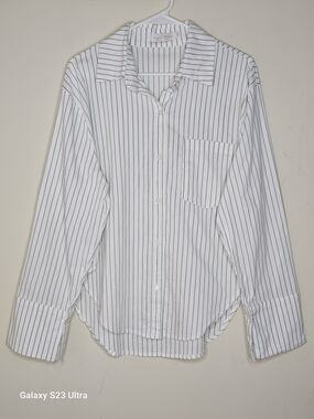 Beige Botany White Green Pinstripe Button-Up Shirt